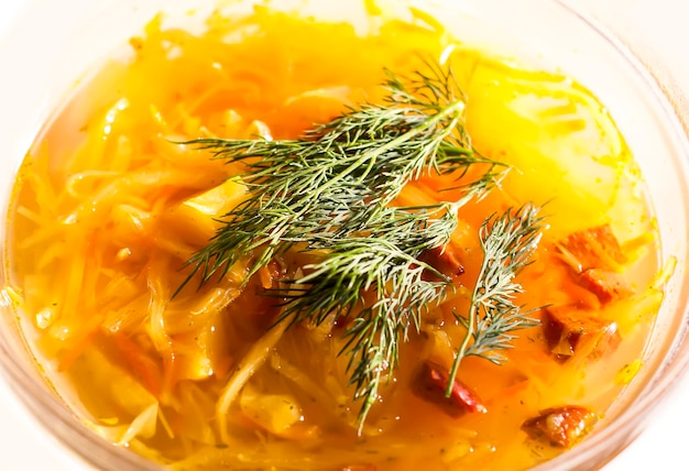 Sopa de repolho russo tradicional vegetal