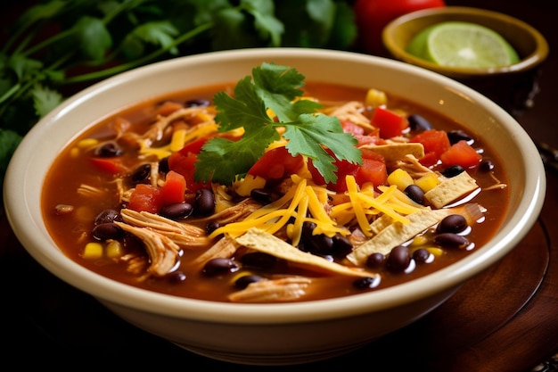 Foto sopa de taco de frango de cozinha lenta