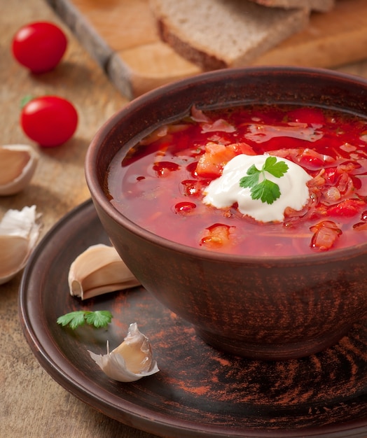 Sopa de tomate borsch vermelho