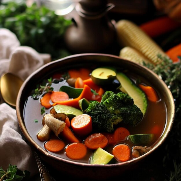 Sopa de vegetais com cenouras, feijões e batatas