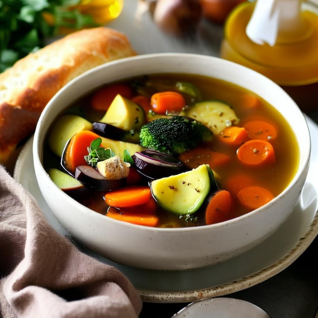 Sopa de vegetais com cenouras, feijões e batatas