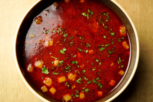 Sopa em uma mesa de restaurante