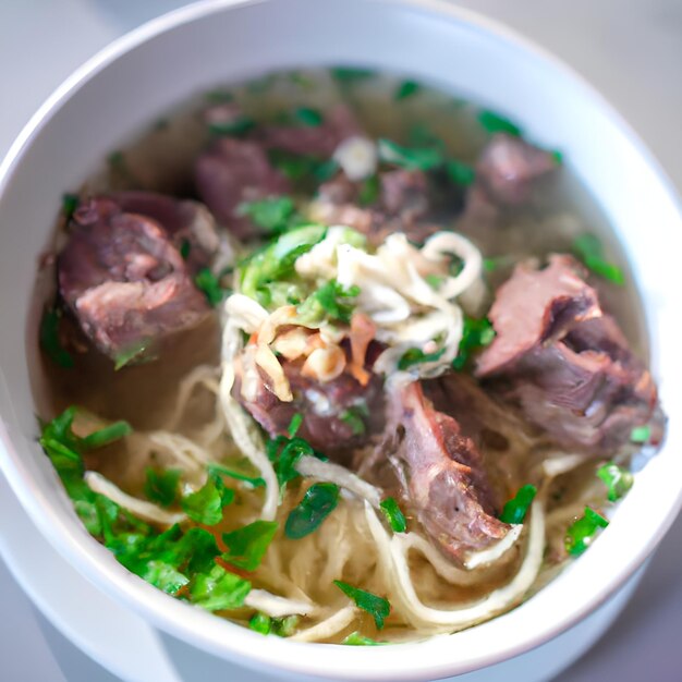 Sopa de fideos con carne