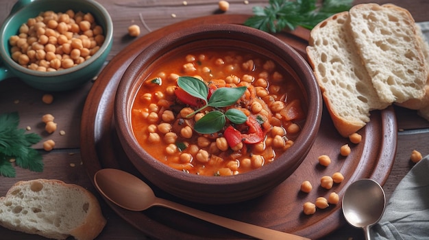 Sopa de Harira marroquí en un plato blanco