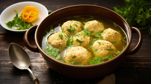 Sopa judaica saudável de bolinho de pão ázimo