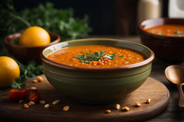 Sopa de lentejas rojas turca