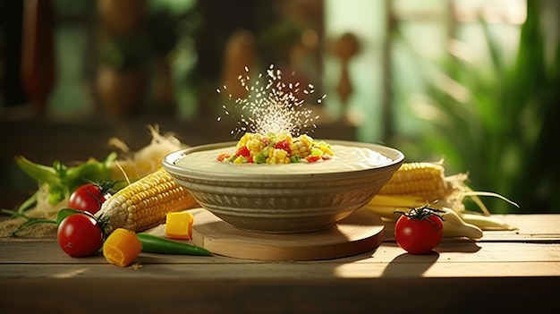La sopa de maíz es una sopa de sopa preparada con maíz como ingrediente principal.