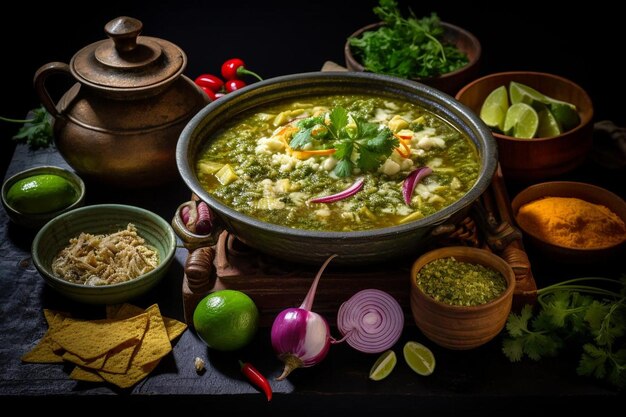 Sopa mexicana saborosa de Pozole Verde