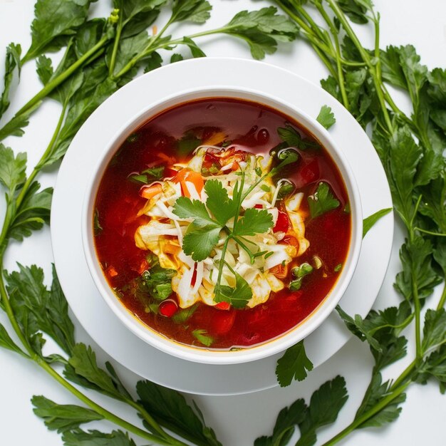 Foto sopa de okroshka en un entorno de verano