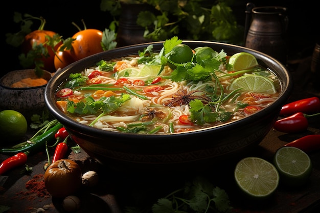 Sopa de pescado con curry picante y agrio