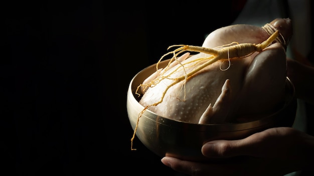 Sopa de pollo Samgyetang con ginseng