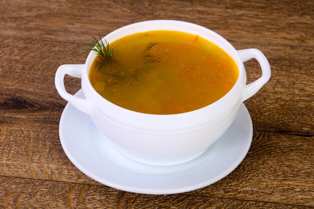 Sopa de pollo con verduras