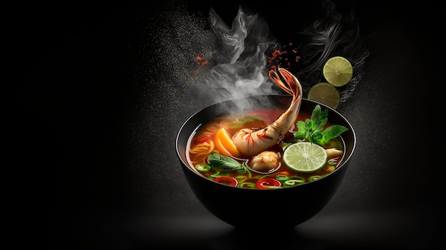 Sopa tailandesa de camarão Tom Yum Generative Ai