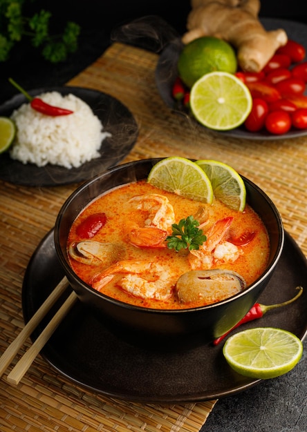 Sopa tailandesa picante de Tom Yum kung