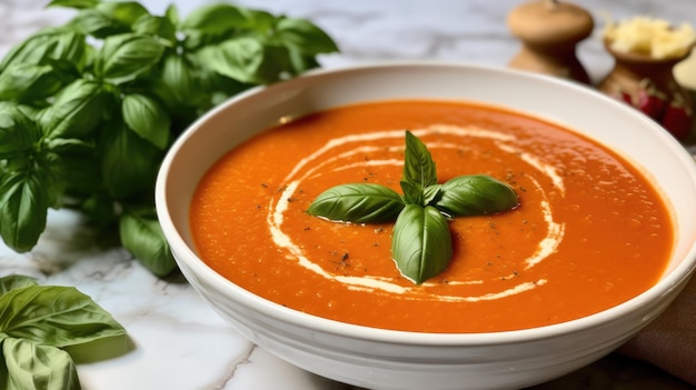 Sopa de tomate y albahaca