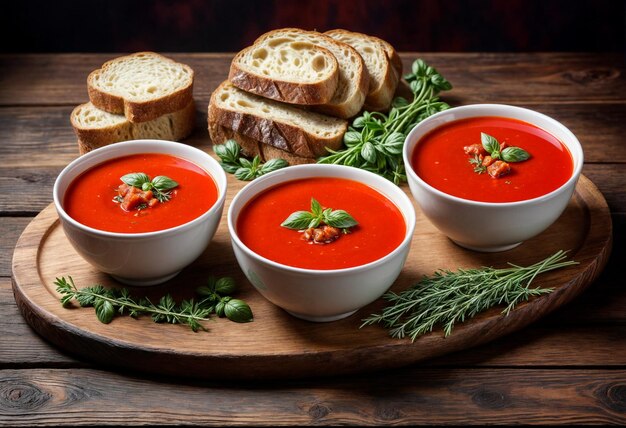 Sopa de tomate fresco con aromas de hierbas