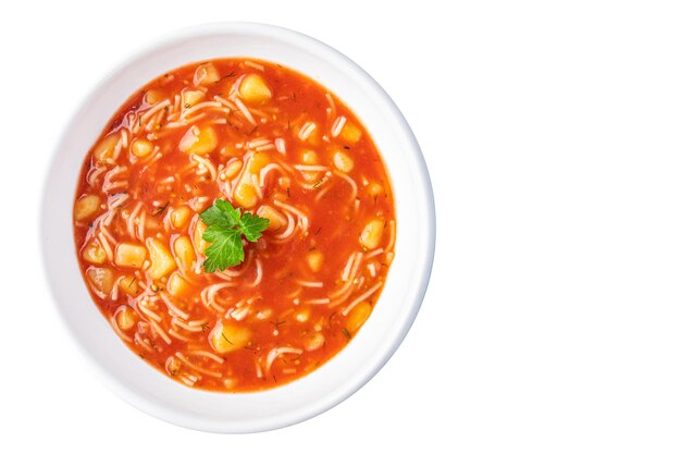 Sopa de tomate pasta rojo primer plato plato comida snack espacio de copia de alimentos