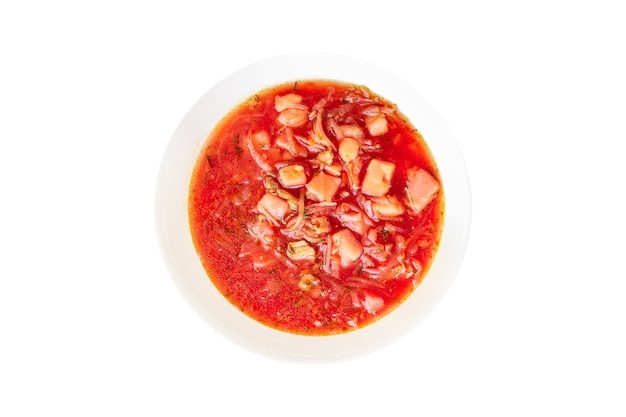 sopa de tomate rojo primer plato borscht carne y verduras sin carne comida vegetariana o vegana