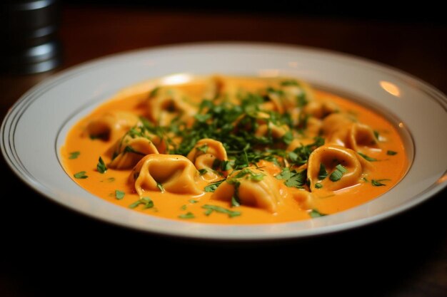 Sopa de tortellini sensacionalista comida de confort italiana comida fresca tortellini comida rápida fotografía de imágenes