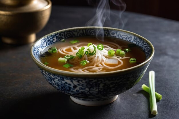 Sopa tradicional asiática de fideos