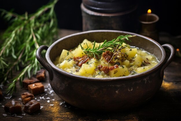 Sopa vegana de batata e alho-poró