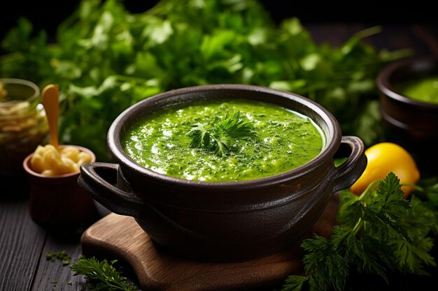 Sopa verde de acedera