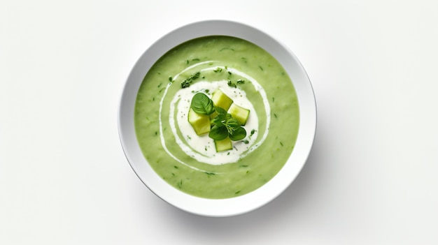 Sopa verde sopa de crema de brócoli con parmesán y menta