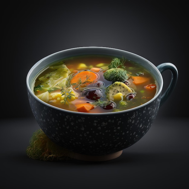 Foto sopa de verduras caliente render ai generativo