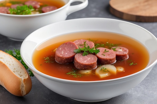 sopa de verduras frescas con estofado de ternera estofado