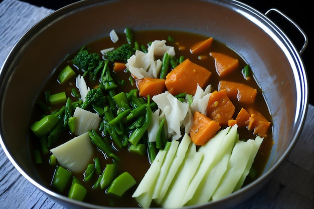 Una sopa de verduras vegana perfecta para quienes aprecian los sabores frescos y saludables Generado por IA