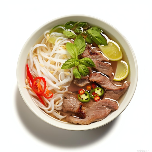 Foto sopa vietnamita pho bo con carne y lima comida asiática cocina nacional