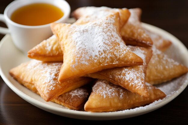 Sopapillas Pastel doce frito servido com mel ou açúcar em pó