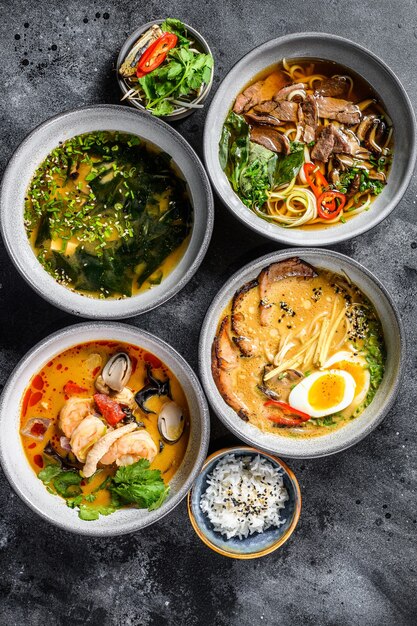 Sopas asiáticas, Miso, Ramen, Tom Yam, Pho Bo