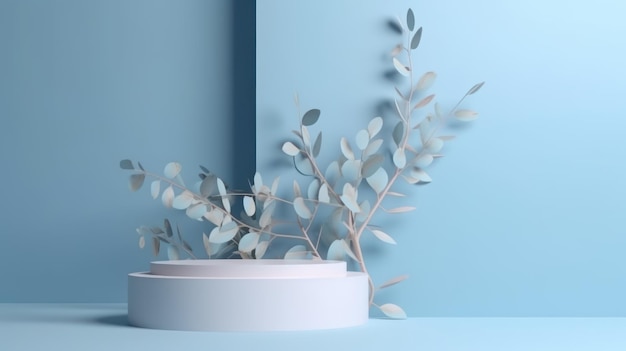 Un soporte de cerámica blanca con una planta encima.