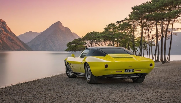 Un soporte de coche de color amarillo con una hermosa