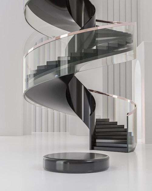 Foto soporte de escenario de podio escalera mínima fondo fondo blanco 3d render