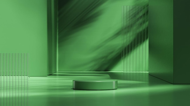 Foto soporte de escenario de podio fondo abstracto mínimo fondo verde 3d render