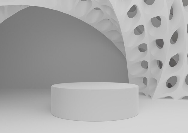 Soporte de exhibición de producto 3D blanco podio formas geométricas abstractas futuristas fondo moderno