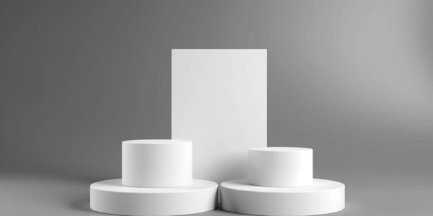 El soporte de fondo blanco del producto o el pedestal del podio en la pantalla publicitaria con fondos en blanco