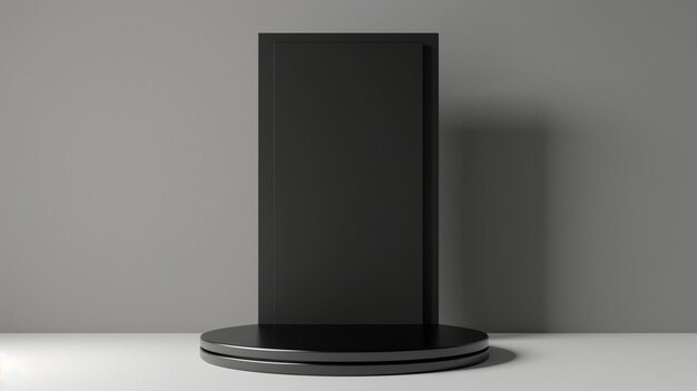 Foto el soporte de fondo negro del producto o el pedestal del podio para la publicidad del producto