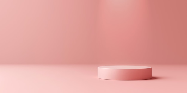 Soporte de fondo de producto rosa o pedestal de podio en pantalla promocional con fondos en blanco. .