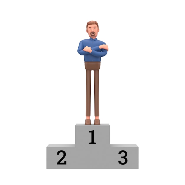 Soporte del hombre de negocios 3d en blanco aislado. Ilustración 3d