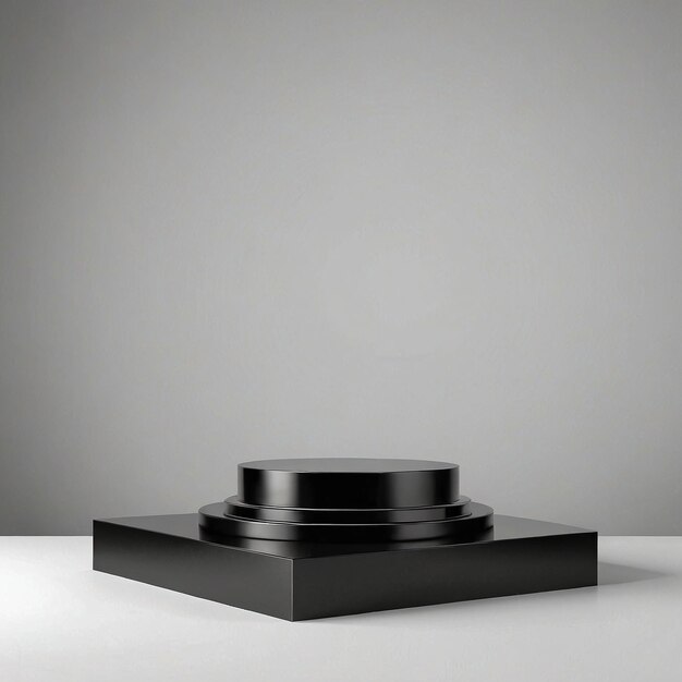 Foto soporte de maqueta de exhibición de productos una mesa cuadrada negra con una base negra