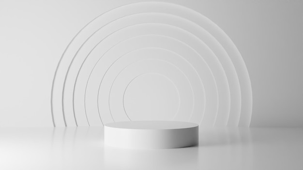 Soporte de podio abstracto redondo blanco minimalista para presentación de productos 3d.