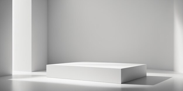 Soporte de presentación de producto rectangular blanco abstracto sobre fondo blanco