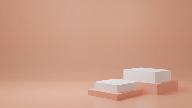 Soporte de producto blanco en la sala de crema Escena de estudio para el diseño minimalista del producto Representación 3D