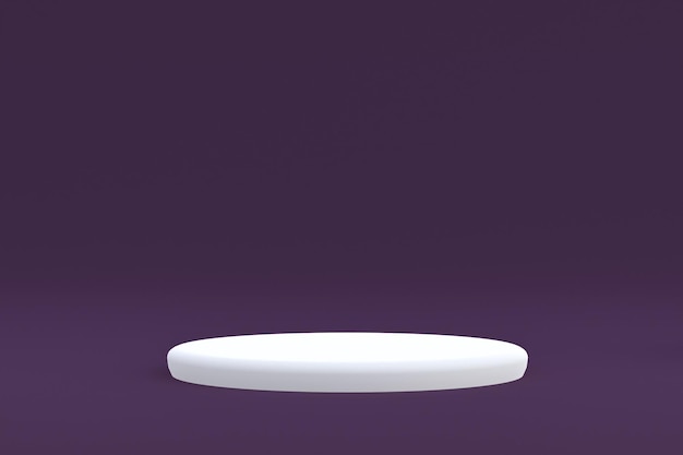 Soporte de producto, Podio mínimo sobre fondo morado para presentación de productos cosméticos.