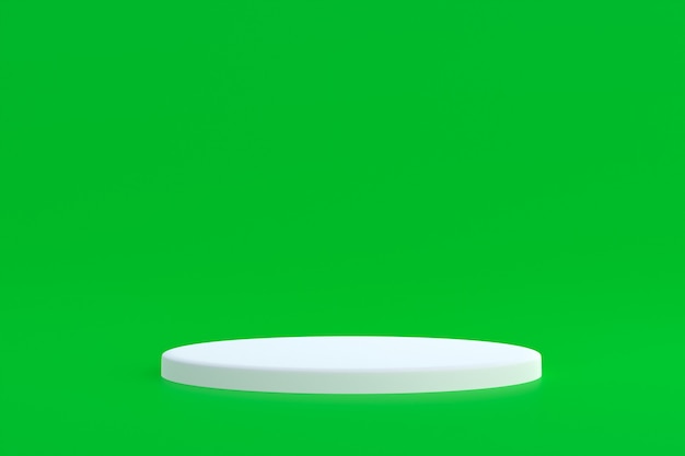 Soporte de producto, Podio mínimo sobre fondo verde para presentación de productos cosméticos.