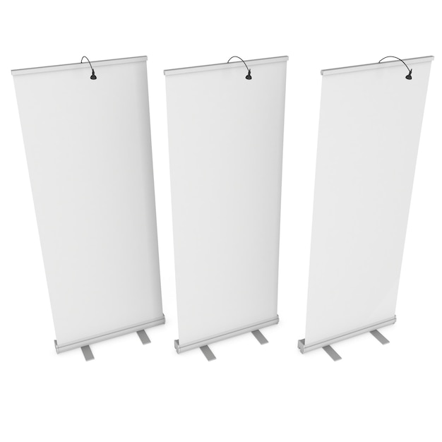 Foto soportes para pancartas enrollables en blanco