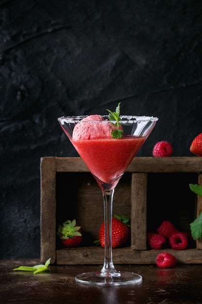 Sorbete De Fresas Con Menta